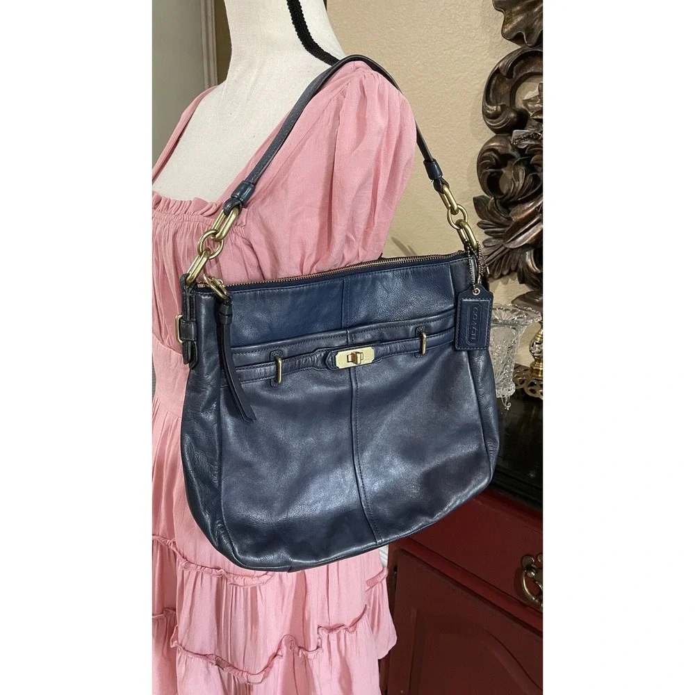 Coach Chelsea Ashlyn Navy Leather Slouchy Hobo Shoulder Bag Y2K Boho